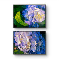 Blue Hydrangea in Sunset Canvas Print Set of 2 | Authentic Nature Photography Wall Art | Horizontal Unframed Canvas | Biophilic Home Décor