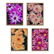 Vibrant Dahlia Flowers Canvas Wall Art Set | 4 Unframed Vertical Prints | Eco-Friendly Modern Home Office Décor