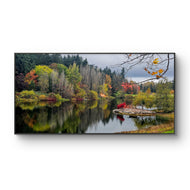 Autumn Lake Reflection Canvas Print | Authentic Rain Photography - Unstretched Horizontal Wall Art | Biophilic Nature Décor
