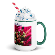 ‘Believe in Christmas Magic’ Mug with Red Poinsettia Authentic Macro Photography | White Ceramic with Green Interior | Dishwasher Microwave Safe | 11oz 15oz