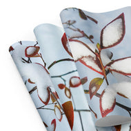 Nature-Inspired Holiday Gift Premium Wrapping Paper Featuring Winter Snow Red Leaves Authentic Photography | 28.75"×19.75" Set of 3 Sheets