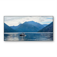 Summer Brilliance — Cushman Lake Moody Mountains & Still Water Photography | Unframed Horizontal Panoramic Canvas Biophilic Wall Art