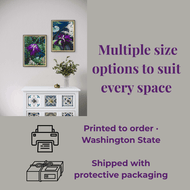 Summer Brilliance — Purple Iris Flower Photography | Unframed Vertical Canvas Wall Art Set of 2 for Living Room
