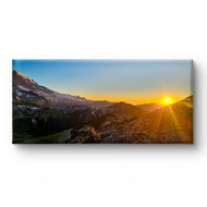 Mt. Rainier in Sunset | Authentic Nature Photography | Gallery Wrapped Canvas Horizontal Print | Biophilic Style Wall Art for Home Office