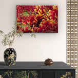 Red Floral Canvas Wall Art | Spring Gerbera Macro Photography | Horizontal Gallery Wrapped Print | Ready to Hang