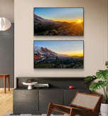 Mt. Rainier in Summer Sunset | Authentic Nature Photography 2 Prints Set | Unframed Horizontal Canvas | Biophilic Style Wall Art