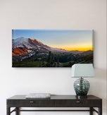 Mt. Rainier in Sunset | Authentic Nature Photography | Gallery Wrapped Canvas Horizontal Print | Biophilic Style Wall Art Home Office Decor