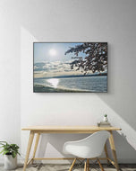 Sea Sunset with Vibrant Leaves | Nature Photography Wall Art | Unframed Canvas Print | Horizontal Large Modern Tranquil Landscape Home Décor