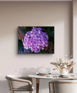 Purple Hydrangea Blossom | Authentic Closeup Photography Print | Unframed Canvas Horizontal Print | Biophilic Floral Wall Art