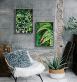 Summer Green Leaves Closeup Photography Unframed Canvas Set of 2 Prints - Modern Nature Wall Art for Home Office Décor