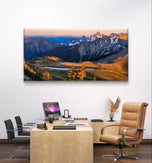 Rainier Mountains in Sunset | Authentic Nature Photography | Gallery Wrapped Canvas Horizontal Print | Biophilic Wall Art for Home & Office Decor
