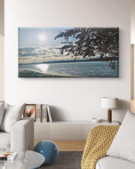Sea Sunset with Vibrant Leaves | Authentic Nature Photography | Gallery Wrapped Canvas | Horizontal Modern Tranquil Landscape Wall Art