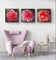 Pink Rose Flowers with Raindrops-Authentic Nature Macro Photography-Unframed Canvas Square 3 Prints Set-Modern Wall Art Home Décor Pictures