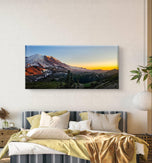 Mt. Rainier in Sunset | Authentic Nature Photography | Gallery Wrapped Canvas Horizontal Print | Biophilic Style Wall Art Home Office Decor