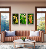 Vibrant Tropical Flowers Closeup Photography Unframed Canvas Set of 3 Prints - Modern Nature Wall Art for Home Office Decor