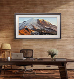 Mt. Rainier in Summer Sunset | Authentic Nature Closeup Photography | Unframed Canvas Horizontal Print | Biophilic Wall Art for Home Office
