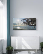 Sea Sunset with Vibrant Leaves | Authentic Nature Photography | Gallery Wrapped Canvas | Horizontal Modern Tranquil Landscape Wall Art