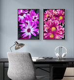 Vibrant Dahlia Flowers Canvas Wall Art Set | 4 Unframed Vertical Prints | Eco-Friendly Modern Home Office Décor