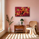 Red Floral Canvas Wall Art | Spring Gerbera Macro Photography | Horizontal Gallery Wrapped Print | Ready to Hang