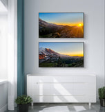 Mt. Rainier in Summer Sunset | Authentic Nature Photography 2 Prints Set | Unframed Horizontal Canvas | Biophilic Style Wall Art