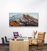 Mt. Rainier in Summer Sunset | Authentic Nature Closeup Photography | Gallery Wrapped Canvas Horizontal Print | Biophilic Wall Art for Home