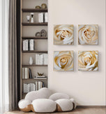 Pale Yellow Rose Canvas Prints Set of 6 - Authentic Nature Closeup Photography - Unframed Square Botanical Wall Art - Biophilic Home Office Decor - Modern Floral Art