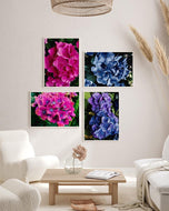Purple & Pink Hydrangea Closeup Photography Unframed Canvas Set of 4 Prints | Modern Nature Wall Art for Home Office Decor | Elegant Gift