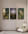 Forest Trees in Sunset | Authentic Nature Photography Prints Set of 3 | Vertical Unframed Canvas | Biophilic Wall Art