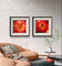 Red Dahlia with Raindrops Nature Macro Photography Canvas Set | 6 Square Prints | Botanical Wall Art