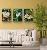 Polka Dot Begonia Flowers Closeup Photography Unframed Canvas Set of 3 Prints - Modern Nature Wall Art for Home Office Decor