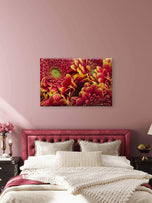 Red Floral Canvas Wall Art | Spring Gerbera Macro Photography | Horizontal Gallery Wrapped Print | Ready to Hang