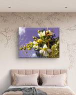 White Spring Blossom with Raindrops | Macro Floral Photography | Horizontal Gallery Wrapped Canvas | Modern Botanical Wall Art Décor