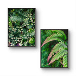 Summer Green Leaves Closeup Photography Unframed Canvas Set of 2 Prints - Modern Nature Wall Art for Home Office Décor