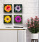 Vibrant Flowers with Raindrops Photography | Set of 4 Square Unframed Canvas Prints | Nature Wall Art for Home & Office