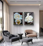 Pale Cream White Rose Canvas Prints Set of 4 | Authentic Nature Closeup Photography | Unframed Botanical Wall Art | Modern Home Office Decor | Vertical & Horizontal Orientations