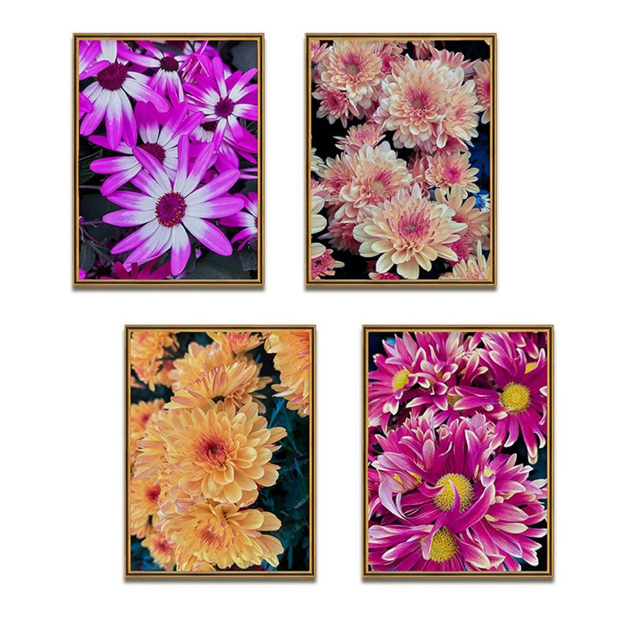 Vibrant Dahlia Flowers Canvas Wall Art Set