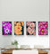 Vibrant Dahlia Flowers Canvas Wall Art Set | 4 Unframed Vertical Prints | Eco-Friendly Modern Home Office Décor