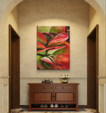 Red Succulents with Raindrops | Vertical Gallery Wrapped Canvas Print | Nature Photography Wall Art for Home & Office