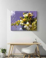 White Spring Blossom with Raindrops | Macro Floral Photography | Horizontal Gallery Wrapped Canvas | Modern Botanical Wall Art Décor