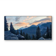 Summer Brilliance — Alpine Rocks and Firs at Sunset | Mt. Rainier National Park Photography | Unframed Horizontal Canvas Biophilic Wall Art