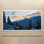 Summer Brilliance — Alpine Rocks and Firs at Sunset | Mt. Rainier National Park Photography | Unframed Horizontal Canvas Biophilic Wall Art