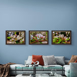 Apple Blossom Raindrop Canvas Print Set of 4 | Capture Spring's First Rain | Authentic Macro Photography | Biophilic Horizontal Wall Art for Home Décor