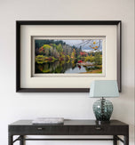 Autumn Lake Reflection Canvas Print | Authentic Rain Photography - Unstretched Horizontal Wall Art | Biophilic Nature Décor