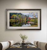 Autumn Lake Reflection Canvas Print | Authentic Rain Photography - Unstretched Horizontal Wall Art | Biophilic Nature Décor