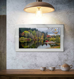 Autumn Lake Reflection Canvas Print | Authentic Rain Photography - Unstretched Horizontal Wall Art | Biophilic Nature Décor