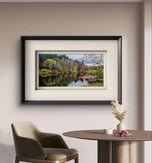 Autumn Lake Reflection Canvas Print | Authentic Rain Photography - Unstretched Horizontal Wall Art | Biophilic Nature Décor