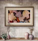 Autumn Leaves with Raindrop Authentic Macro Photography Horizontal Print | Unstretched Canvas Wall Art | Biophilic Style Nature Decor