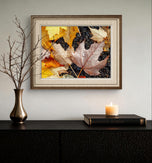 Autumn Leaves with Raindrops Authentic Macro Photography | Unstretched Canvas Horizontal Prints Set of 2 | Biophilic Nature Wall Art Décor