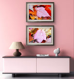 Autumn Pink Leaves Authentic Macro Photography | Unstretched Canvas Print Set of 4 | Mixed Orientation Wall Art