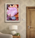 Autumn Pink Leaves Authentic Macro Photography | Unstretched Canvas Print Set of 4 | Mixed Orientation Wall Art
